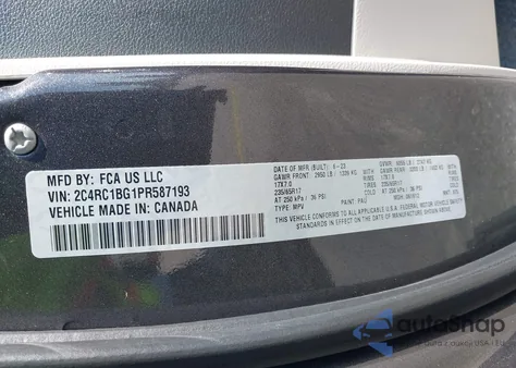 2023 Chrysler Pacifica Touring L из США, поврежденный, VIN 2C4RC1BG1PR587193